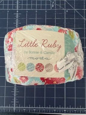 Moda Little Ruby Floral Fabric Roll - Aqua, Red & Pink